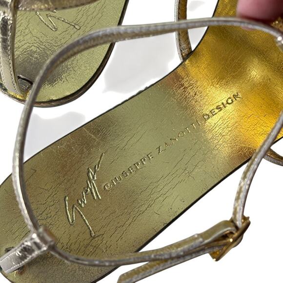 Giuseppe Zanotti Spipiott Flat Sandal Swarovski Crystal Gold Size 8.5 (38.5) - Picture 6 of 9